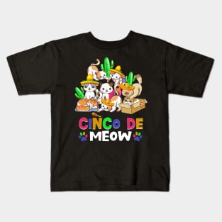 Cinco De Meow Cinco De-Mayo Cats Kids T-Shirt